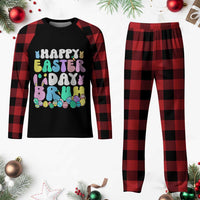 Bruh Easter Plaid Pajama Set Teens Boys Kids Cute Bunny Eggs - Wonder Print Shop
