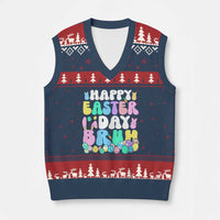 Bruh Easter V-Neck Knit Sweater Vest Teens Boys Kids Cute Bunny Eggs - Wonder Print Shop