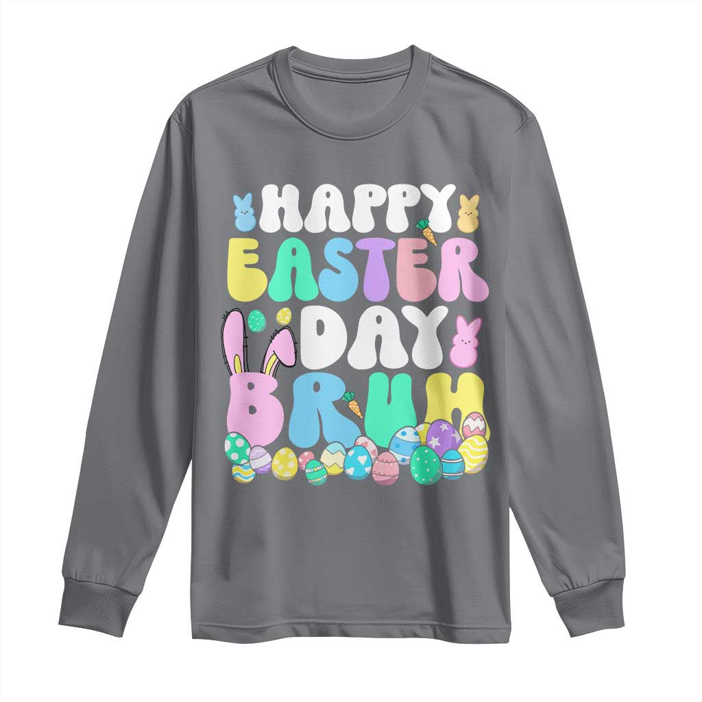 Bruh Easter Long Sleeve Shirt Teens Boys Kids Cute Bunny Eggs - Wonder Print Shop