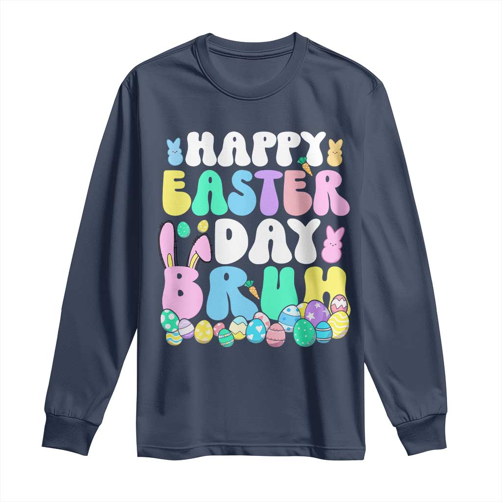 Bruh Easter Long Sleeve Shirt Teens Boys Kids Cute Bunny Eggs - Wonder Print Shop