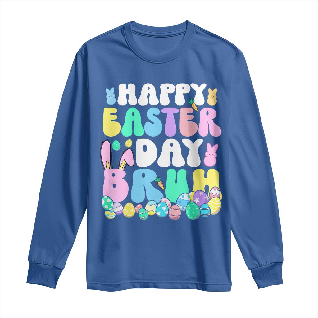 Bruh Easter Long Sleeve Shirt Teens Boys Kids Cute Bunny Eggs - Wonder Print Shop