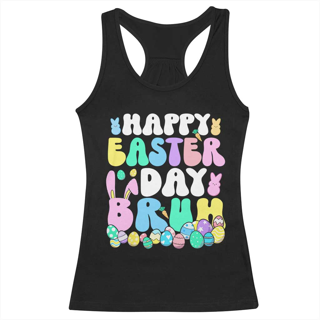 Bruh Easter Racerback Tank Top Teens Boys Kids Cute Bunny Eggs - Wonder Print Shop