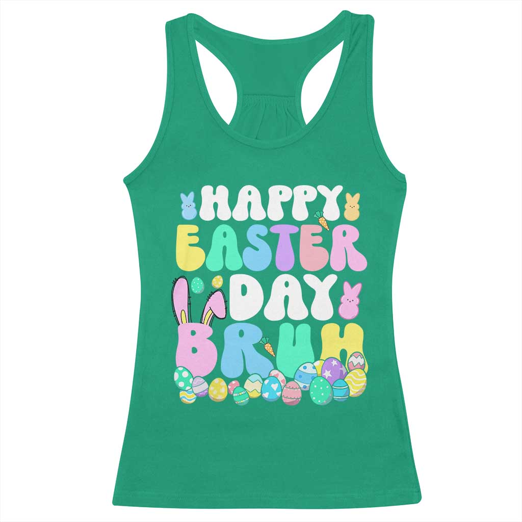Bruh Easter Racerback Tank Top Teens Boys Kids Cute Bunny Eggs - Wonder Print Shop