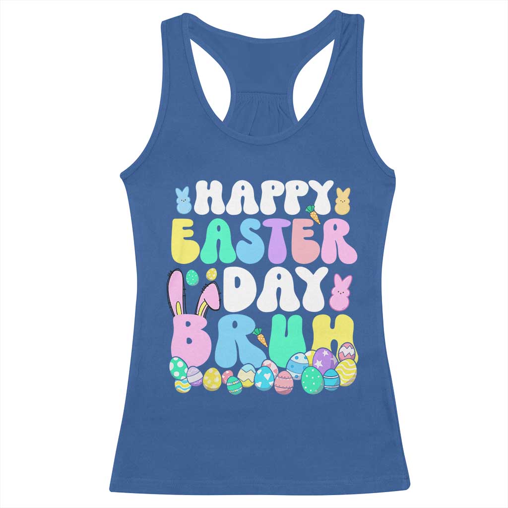 Bruh Easter Racerback Tank Top Teens Boys Kids Cute Bunny Eggs - Wonder Print Shop