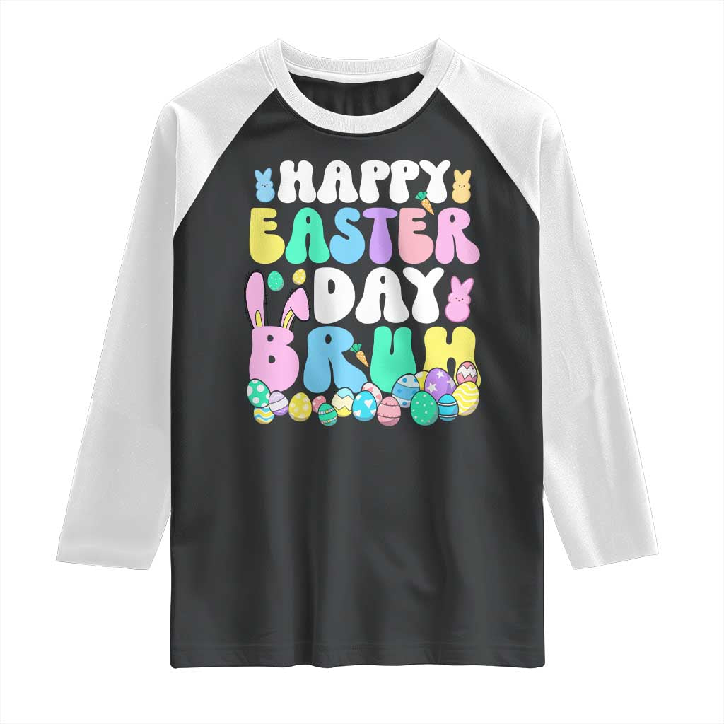 Bruh Easter Raglan Shirt Teens Boys Kids Cute Bunny Eggs - Wonder Print Shop