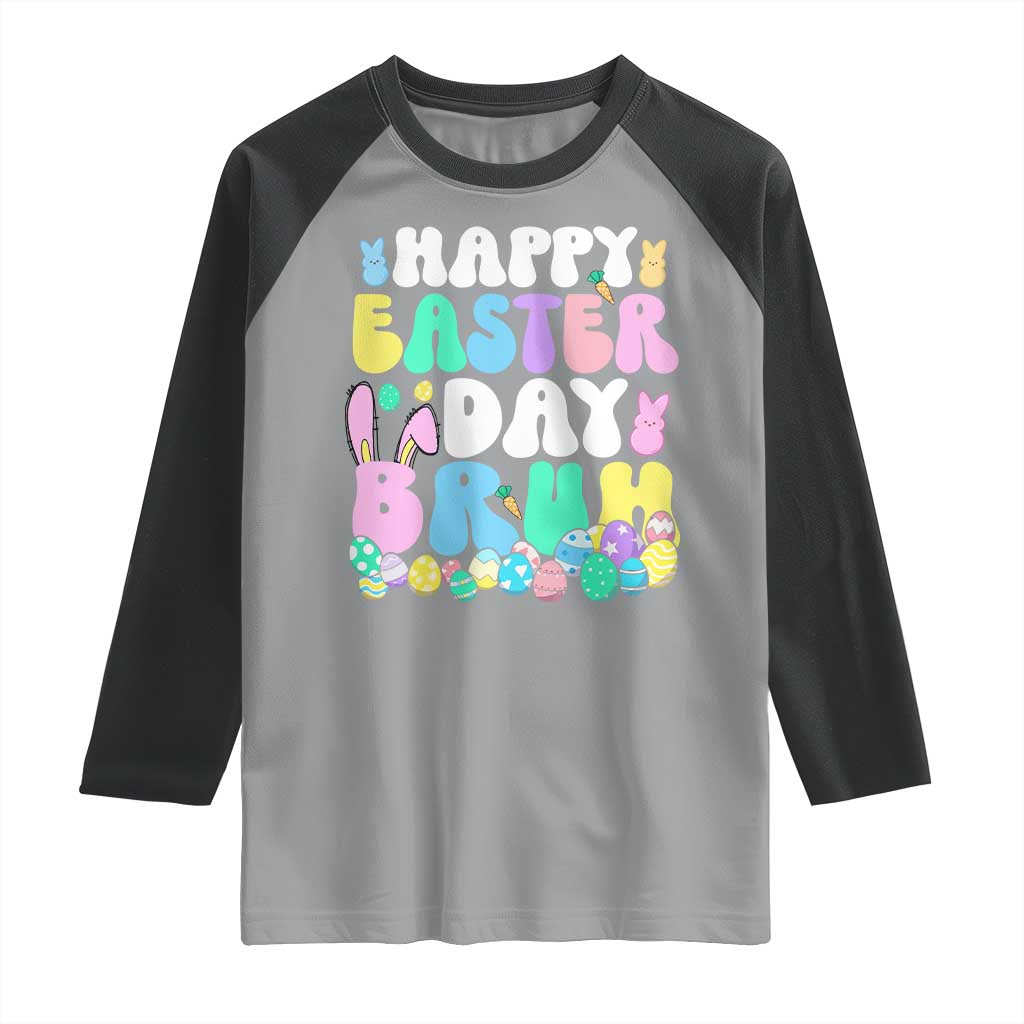 Bruh Easter Raglan Shirt Teens Boys Kids Cute Bunny Eggs - Wonder Print Shop