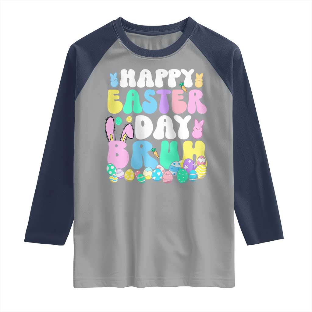 Bruh Easter Raglan Shirt Teens Boys Kids Cute Bunny Eggs - Wonder Print Shop
