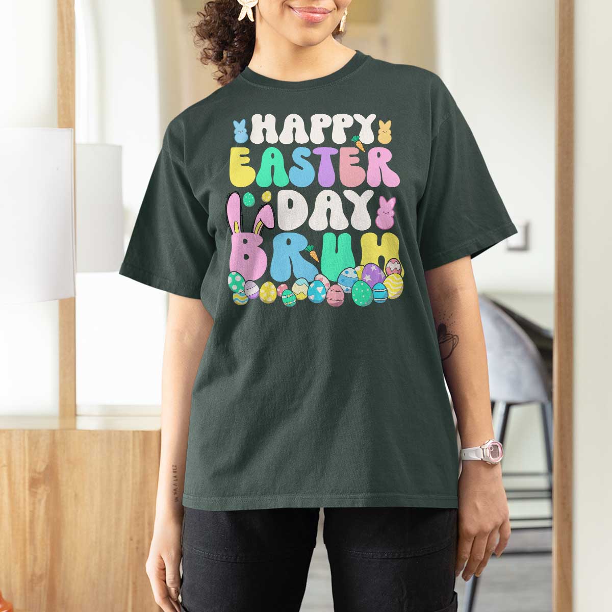 Bruh Easter T Shirt For Women Teens Boys Kids Cute Bunny Eggs - Wonder Print Shop