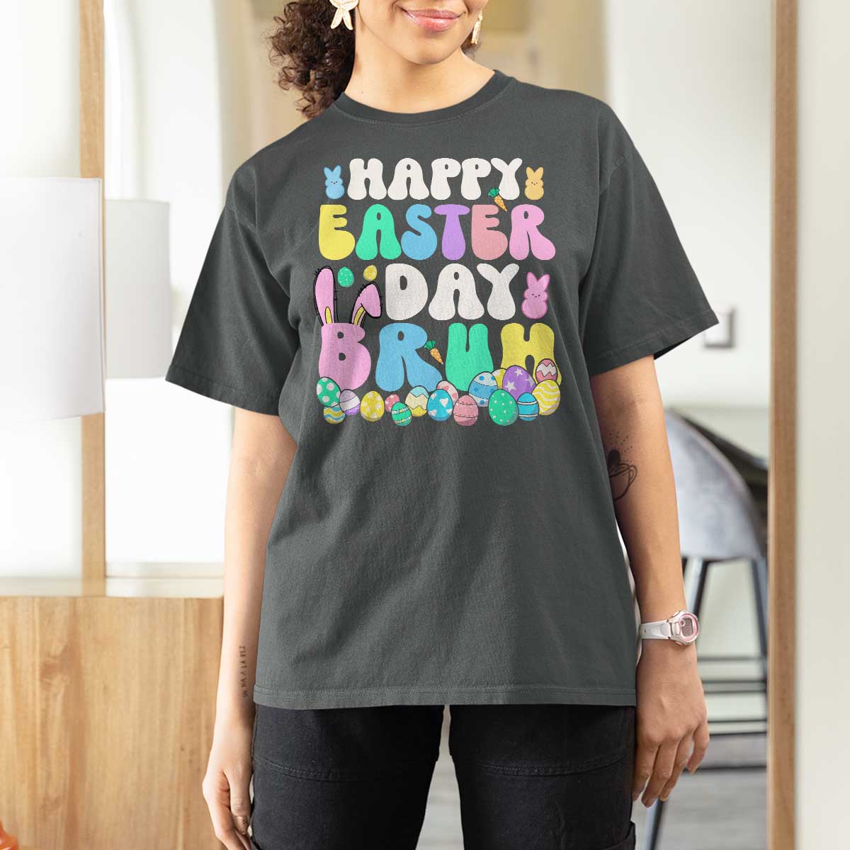 Bruh Easter T Shirt For Women Teens Boys Kids Cute Bunny Eggs - Wonder Print Shop