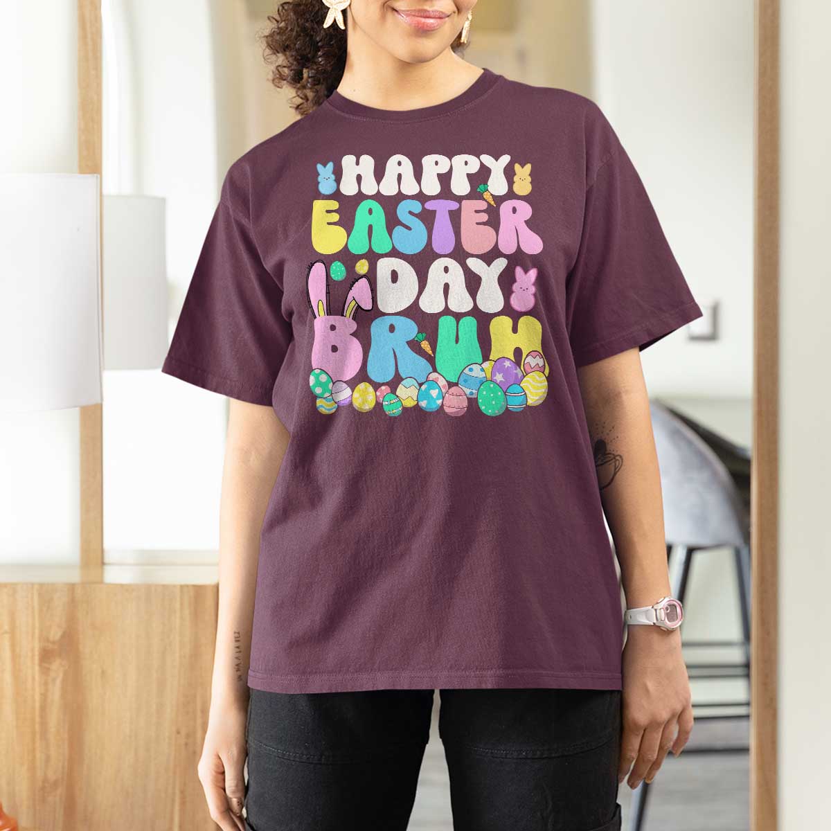 Bruh Easter T Shirt For Women Teens Boys Kids Cute Bunny Eggs - Wonder Print Shop