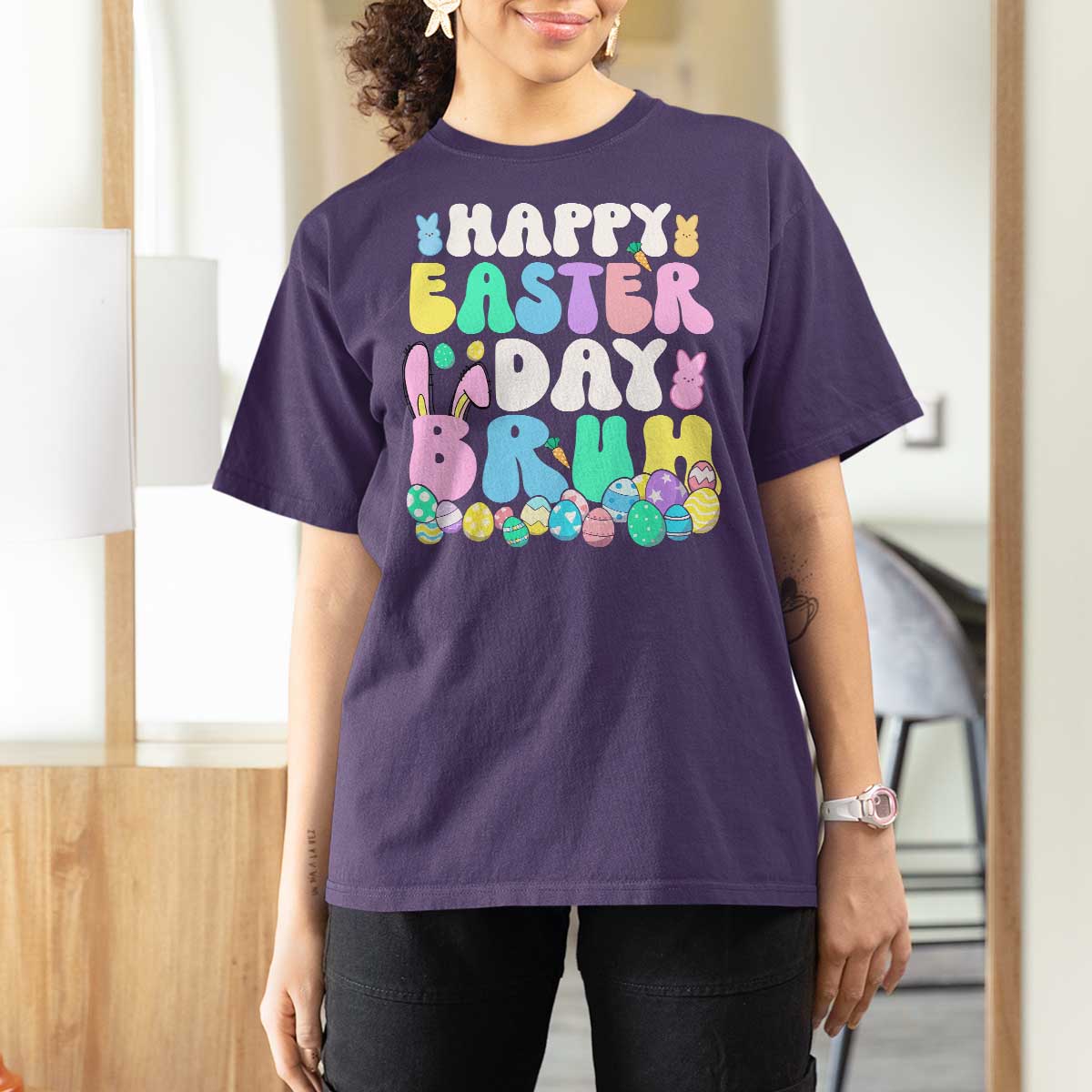 Bruh Easter T Shirt For Women Teens Boys Kids Cute Bunny Eggs - Wonder Print Shop
