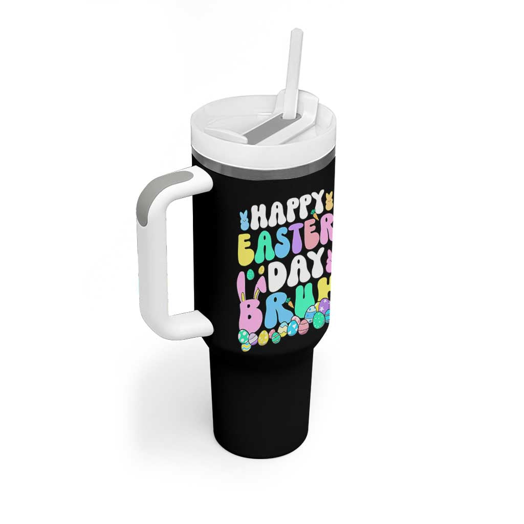 Bruh Easter Tumbler With Handle Teens Boys Kids Cute Bunny Eggs - Wonder Print Shop
