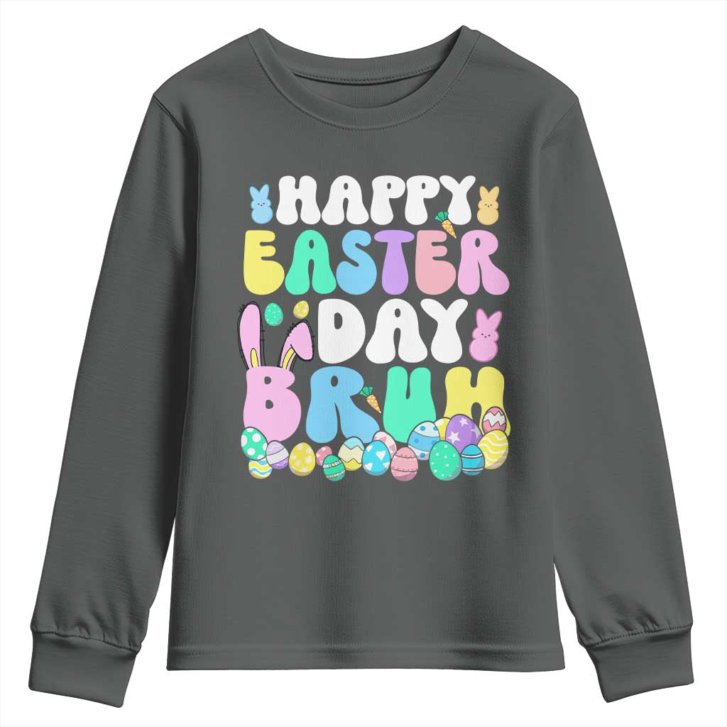 Bruh Easter Youth Sweatshirt Teens Boys Kids Cute Bunny Eggs - Wonder Print Shop