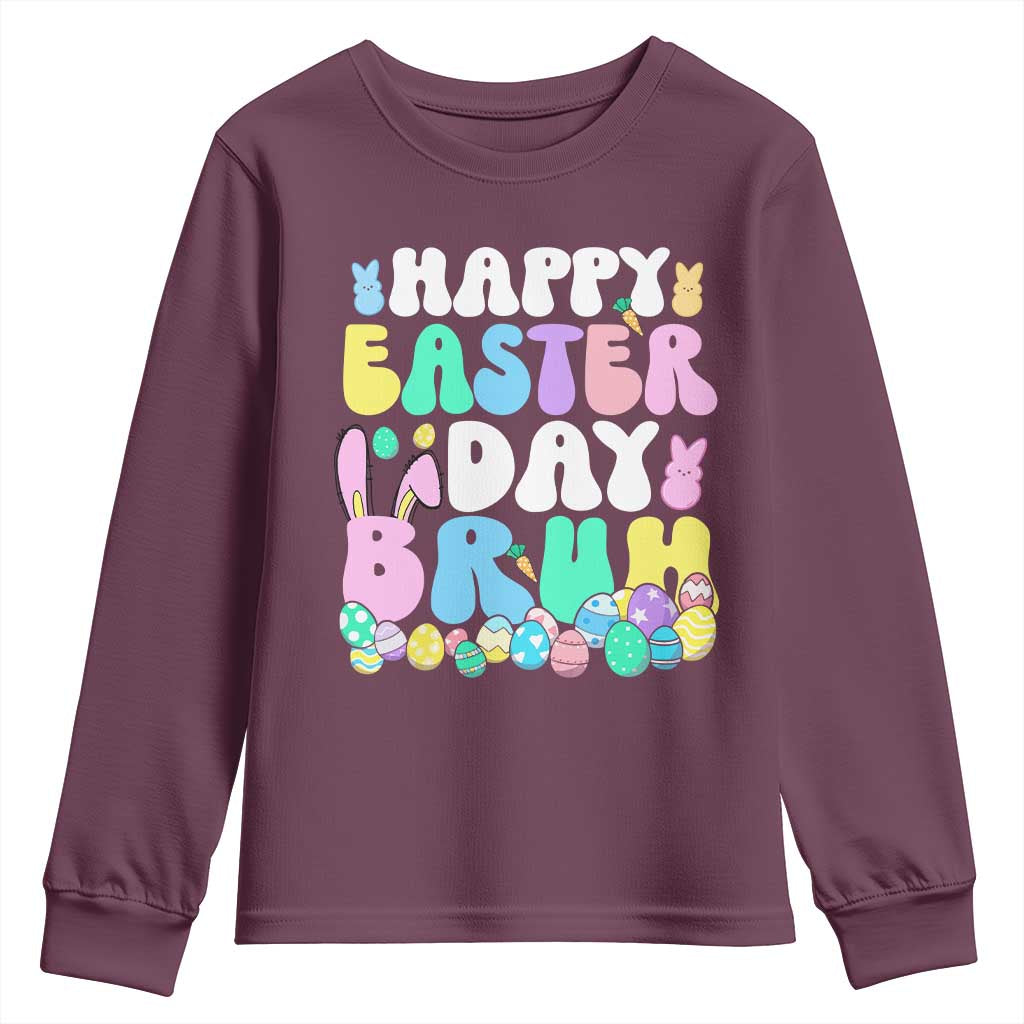Bruh Easter Youth Sweatshirt Teens Boys Kids Cute Bunny Eggs - Wonder Print Shop