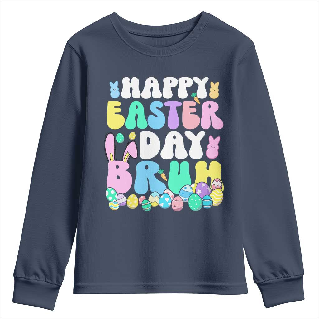 Bruh Easter Youth Sweatshirt Teens Boys Kids Cute Bunny Eggs - Wonder Print Shop