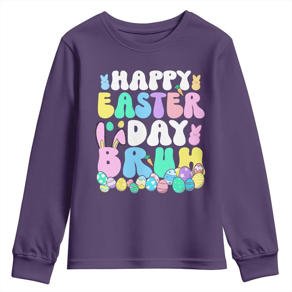 Bruh Easter Youth Sweatshirt Teens Boys Kids Cute Bunny Eggs - Wonder Print Shop