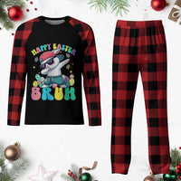 Bruh Easter Plaid Pajama Set Funny Bunny Dab Rabbit Dance - Wonder Print Shop