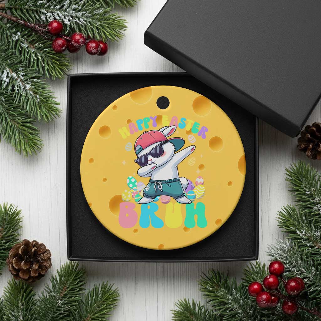 Bruh Easter Ceramic Ornament Funny Bunny Dab Rabbit Dance - Wonder Print Shop