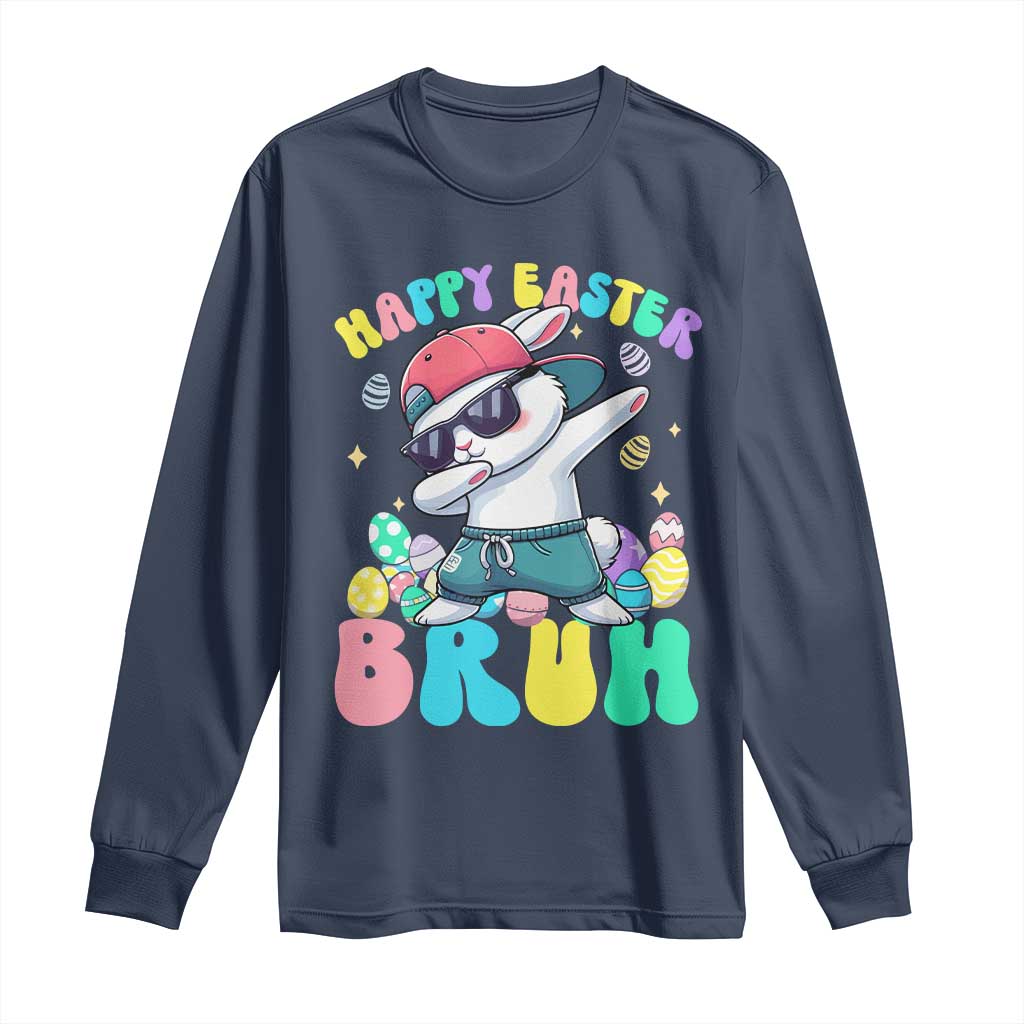 Bruh Easter Long Sleeve Shirt Funny Bunny Dab Rabbit Dance - Wonder Print Shop