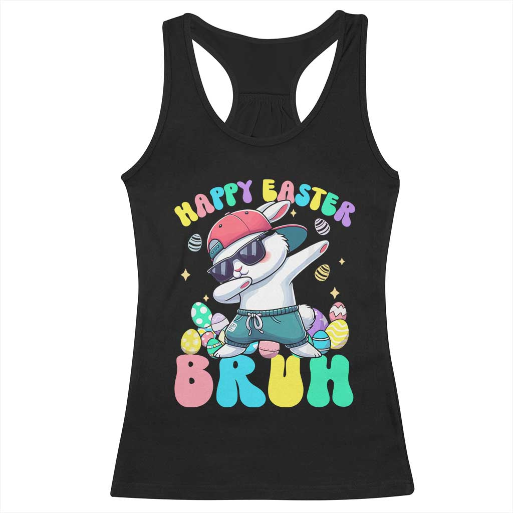 Bruh Easter Racerback Tank Top Funny Bunny Dab Rabbit Dance - Wonder Print Shop