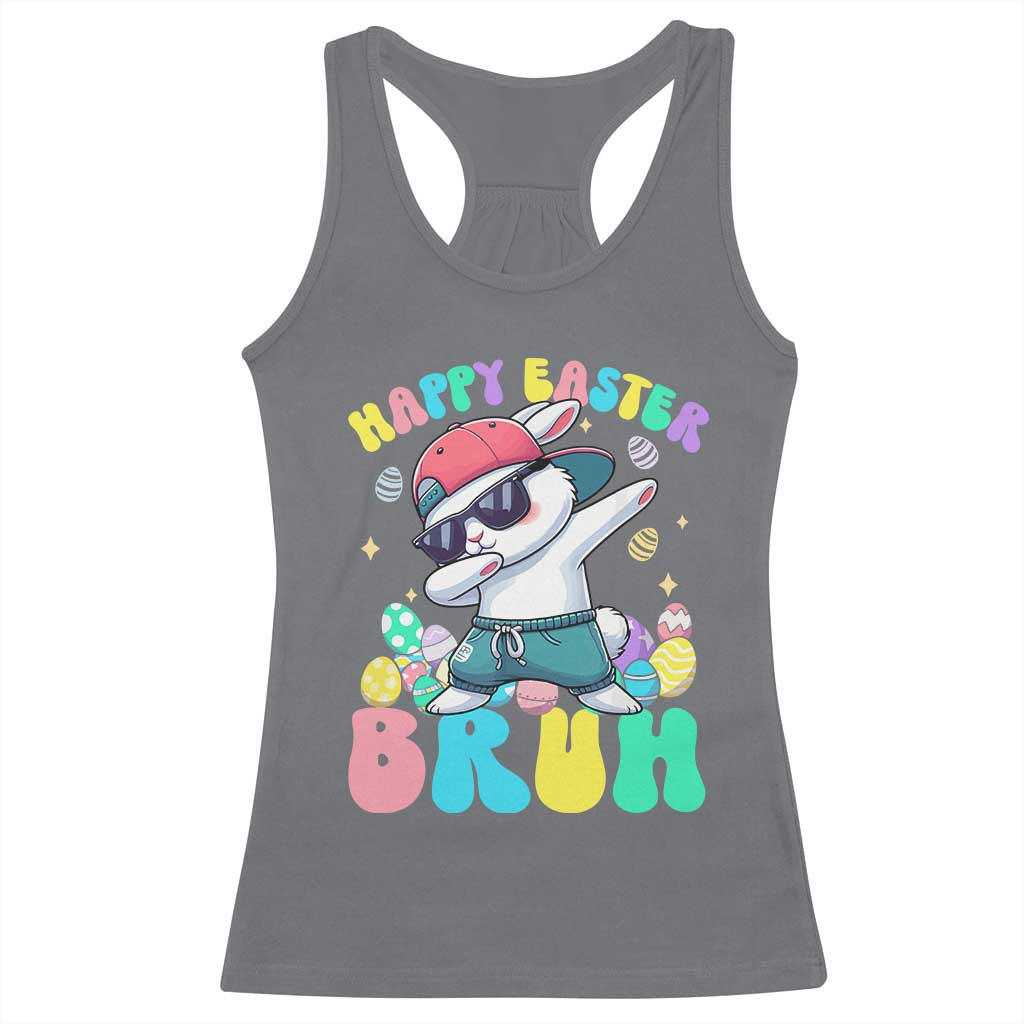 Bruh Easter Racerback Tank Top Funny Bunny Dab Rabbit Dance - Wonder Print Shop