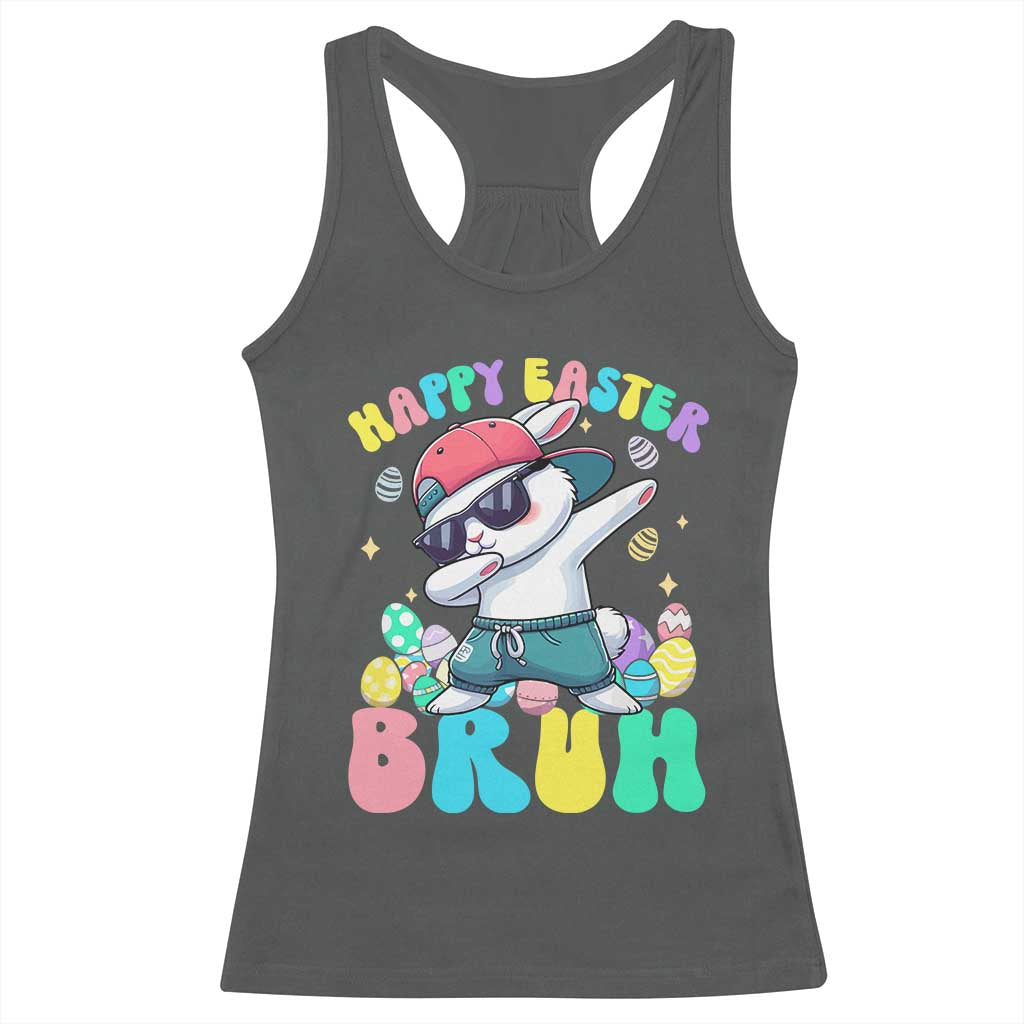 Bruh Easter Racerback Tank Top Funny Bunny Dab Rabbit Dance - Wonder Print Shop