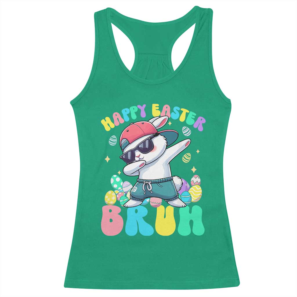 Bruh Easter Racerback Tank Top Funny Bunny Dab Rabbit Dance - Wonder Print Shop