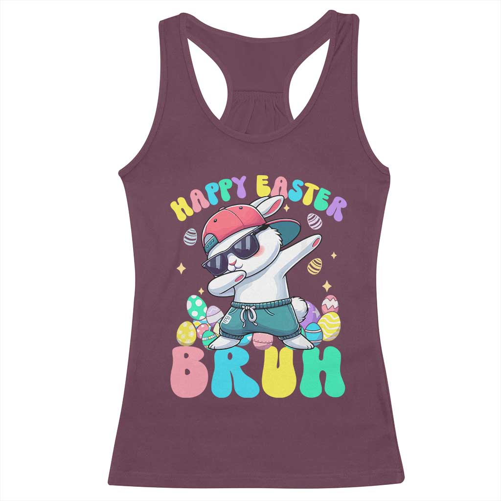 Bruh Easter Racerback Tank Top Funny Bunny Dab Rabbit Dance - Wonder Print Shop