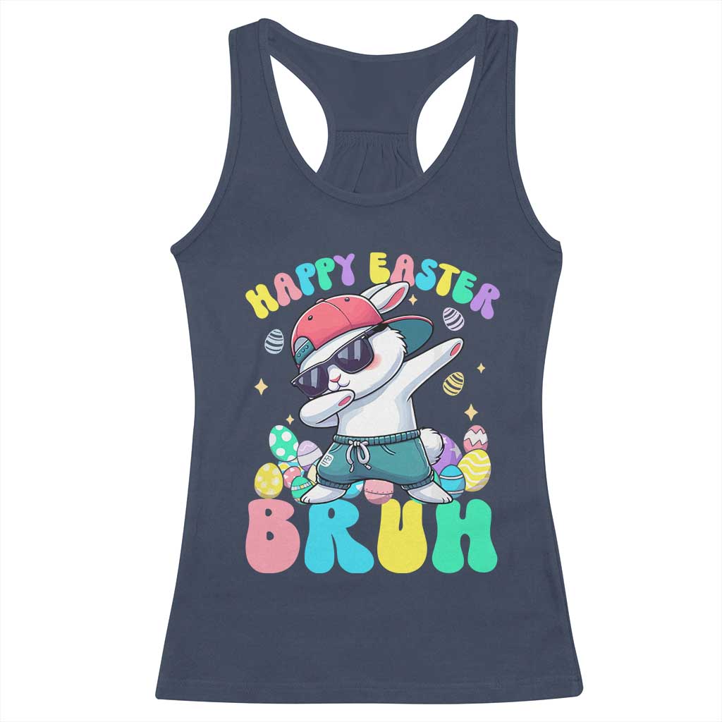 Bruh Easter Racerback Tank Top Funny Bunny Dab Rabbit Dance - Wonder Print Shop