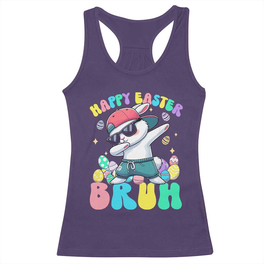 Bruh Easter Racerback Tank Top Funny Bunny Dab Rabbit Dance - Wonder Print Shop