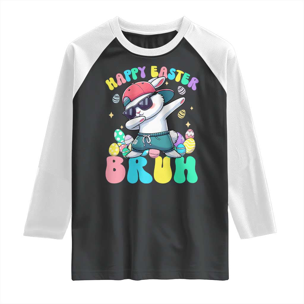 Bruh Easter Raglan Shirt Funny Bunny Dab Rabbit Dance - Wonder Print Shop