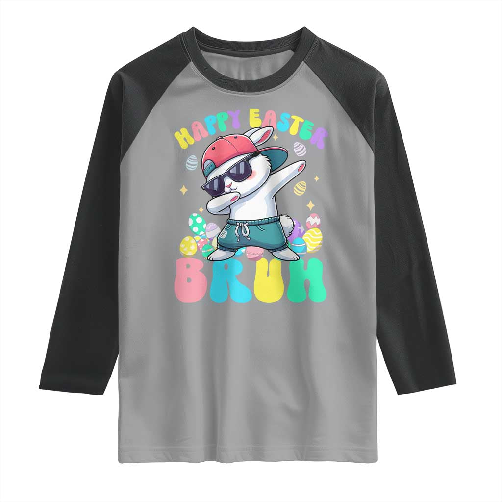 Bruh Easter Raglan Shirt Funny Bunny Dab Rabbit Dance - Wonder Print Shop