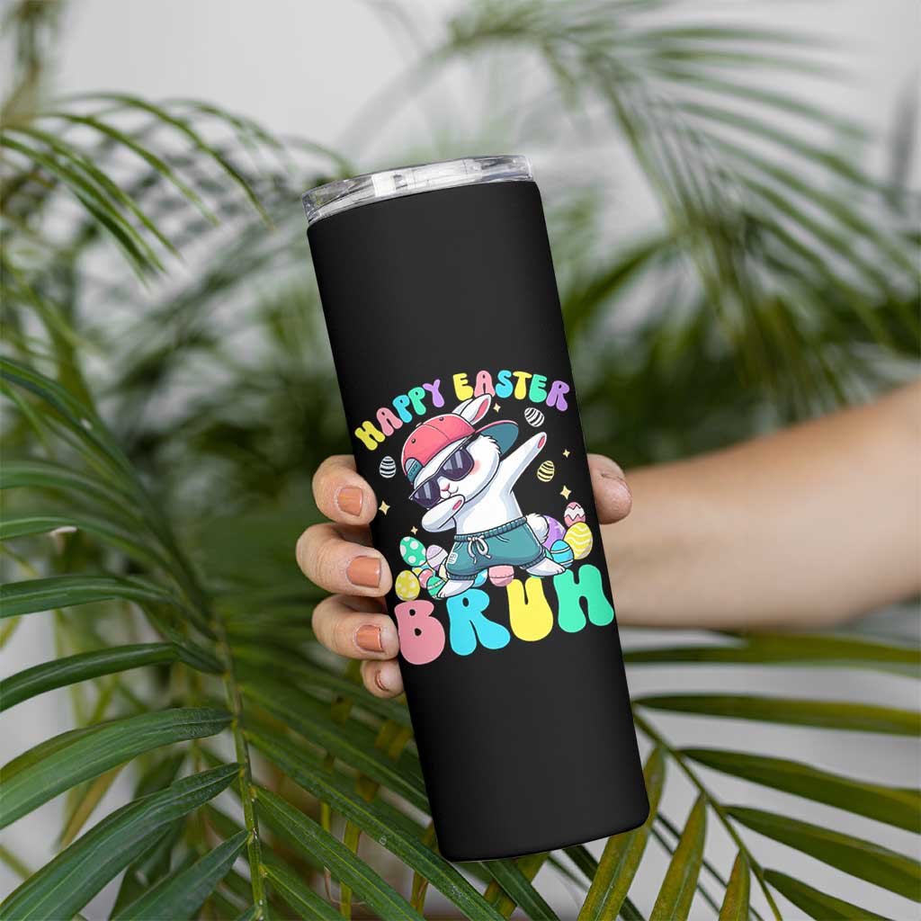 Bruh Easter Skinny Tumbler Funny Bunny Dab Rabbit Dance - Wonder Print Shop