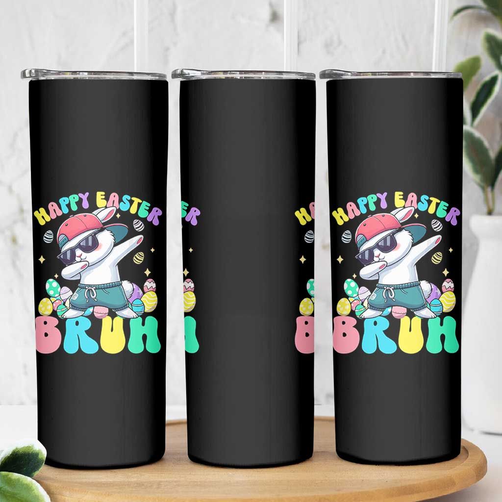 Bruh Easter Skinny Tumbler Funny Bunny Dab Rabbit Dance - Wonder Print Shop