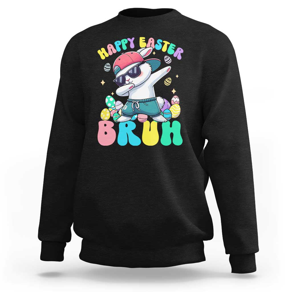 Bruh Easter Sweatshirt Funny Bunny Dab Rabbit Dance - Wonder Print Shop