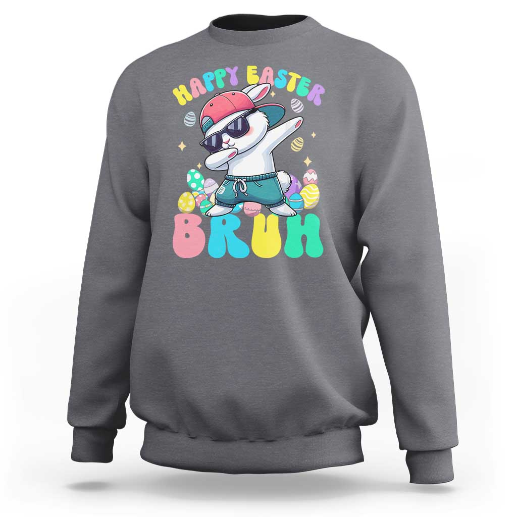 Bruh Easter Sweatshirt Funny Bunny Dab Rabbit Dance - Wonder Print Shop