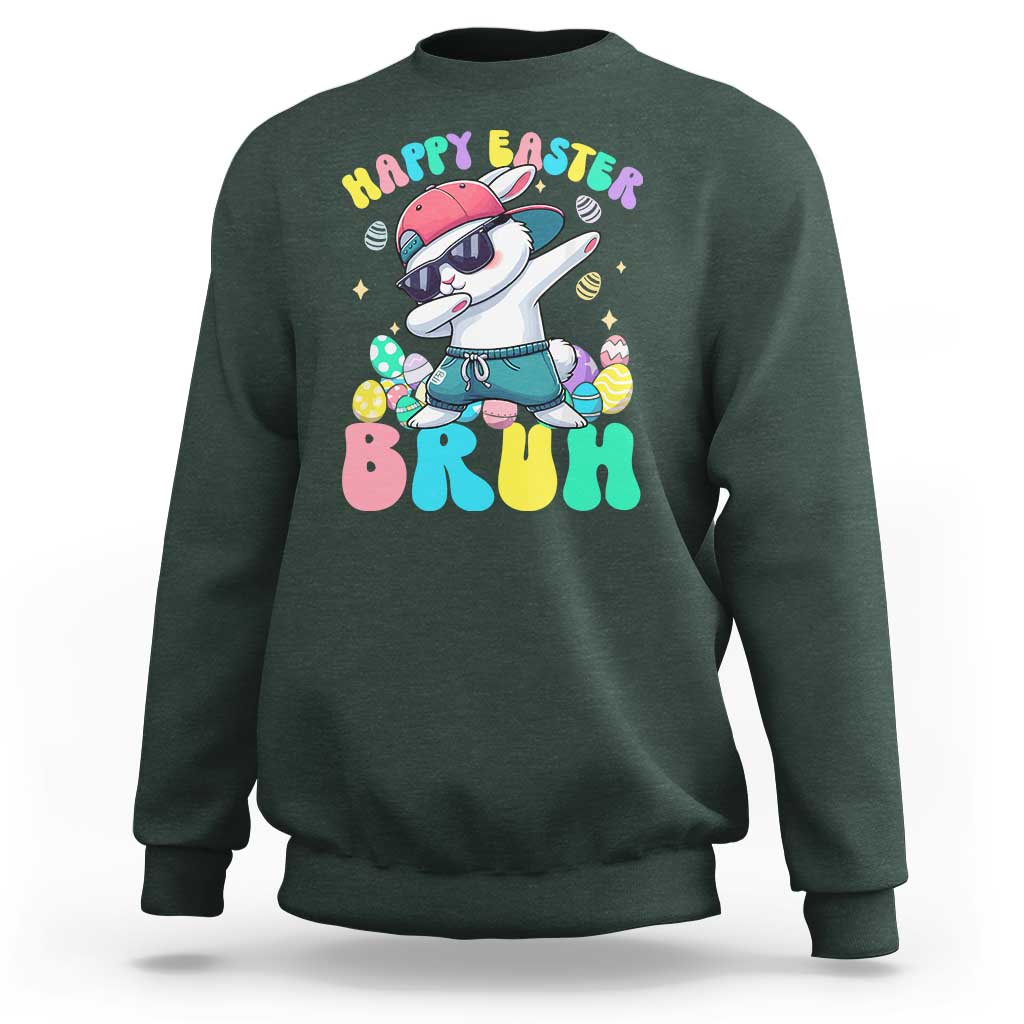 Bruh Easter Sweatshirt Funny Bunny Dab Rabbit Dance - Wonder Print Shop