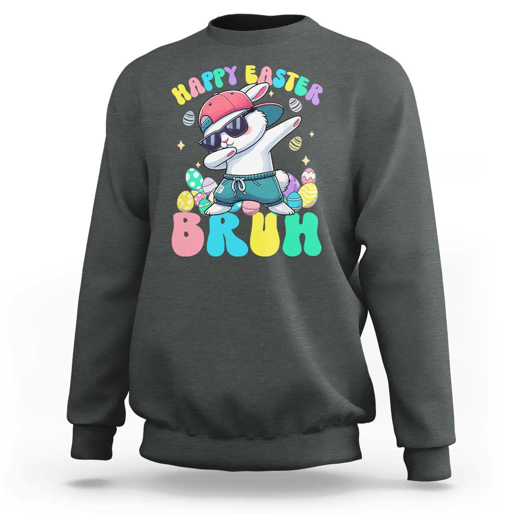 Bruh Easter Sweatshirt Funny Bunny Dab Rabbit Dance - Wonder Print Shop