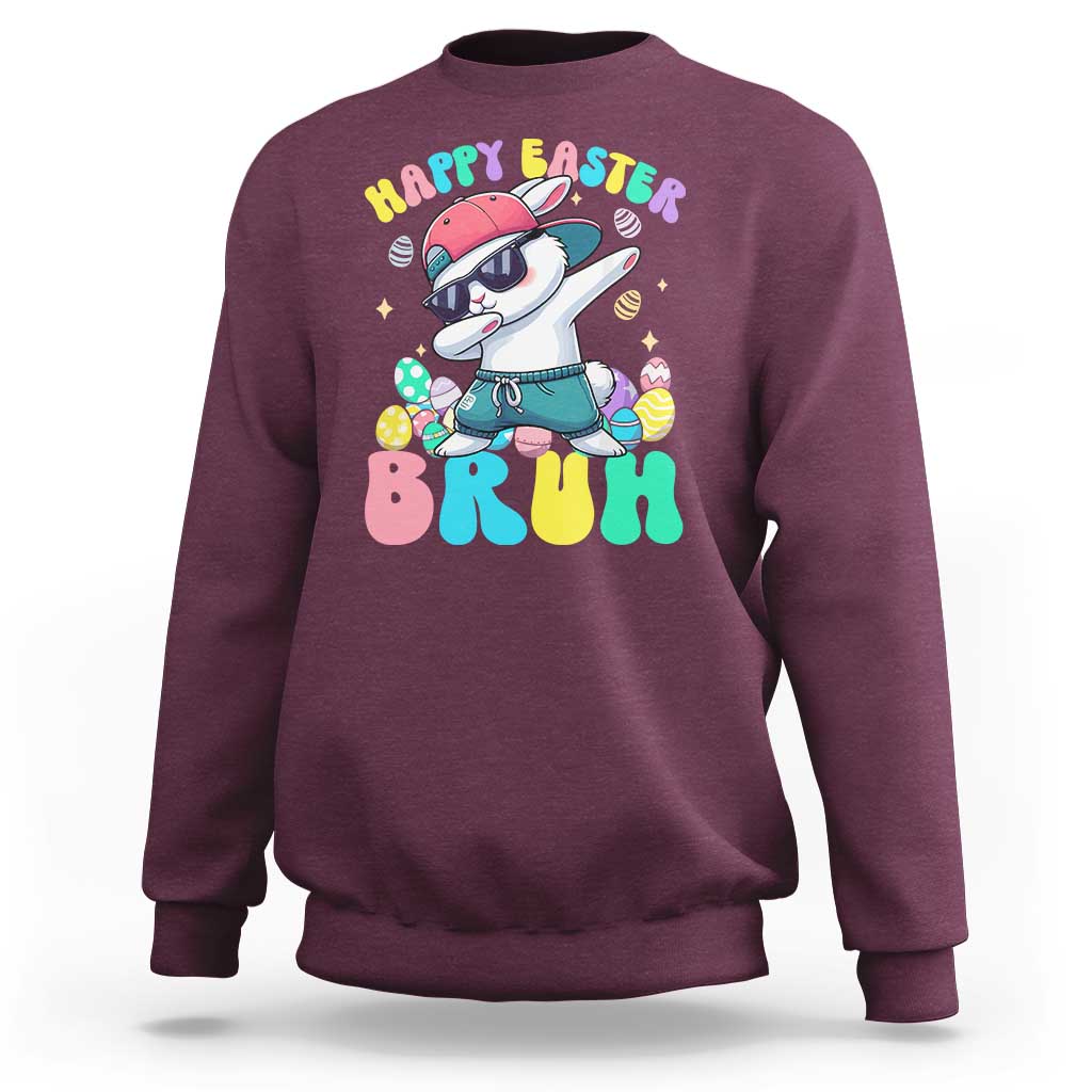 Bruh Easter Sweatshirt Funny Bunny Dab Rabbit Dance - Wonder Print Shop