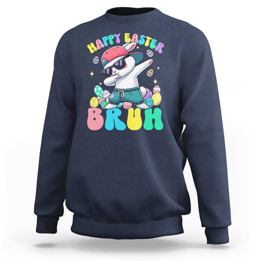 Bruh Easter Sweatshirt Funny Bunny Dab Rabbit Dance - Wonder Print Shop