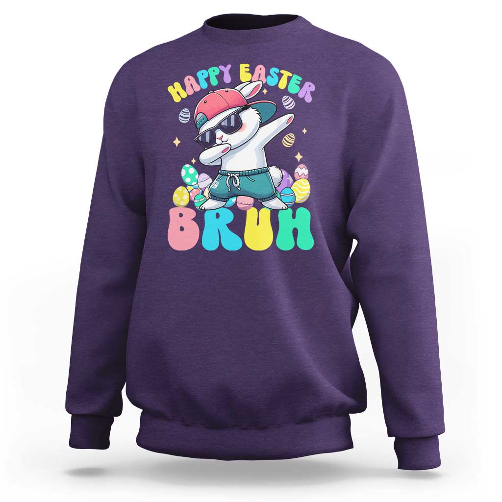 Bruh Easter Sweatshirt Funny Bunny Dab Rabbit Dance - Wonder Print Shop