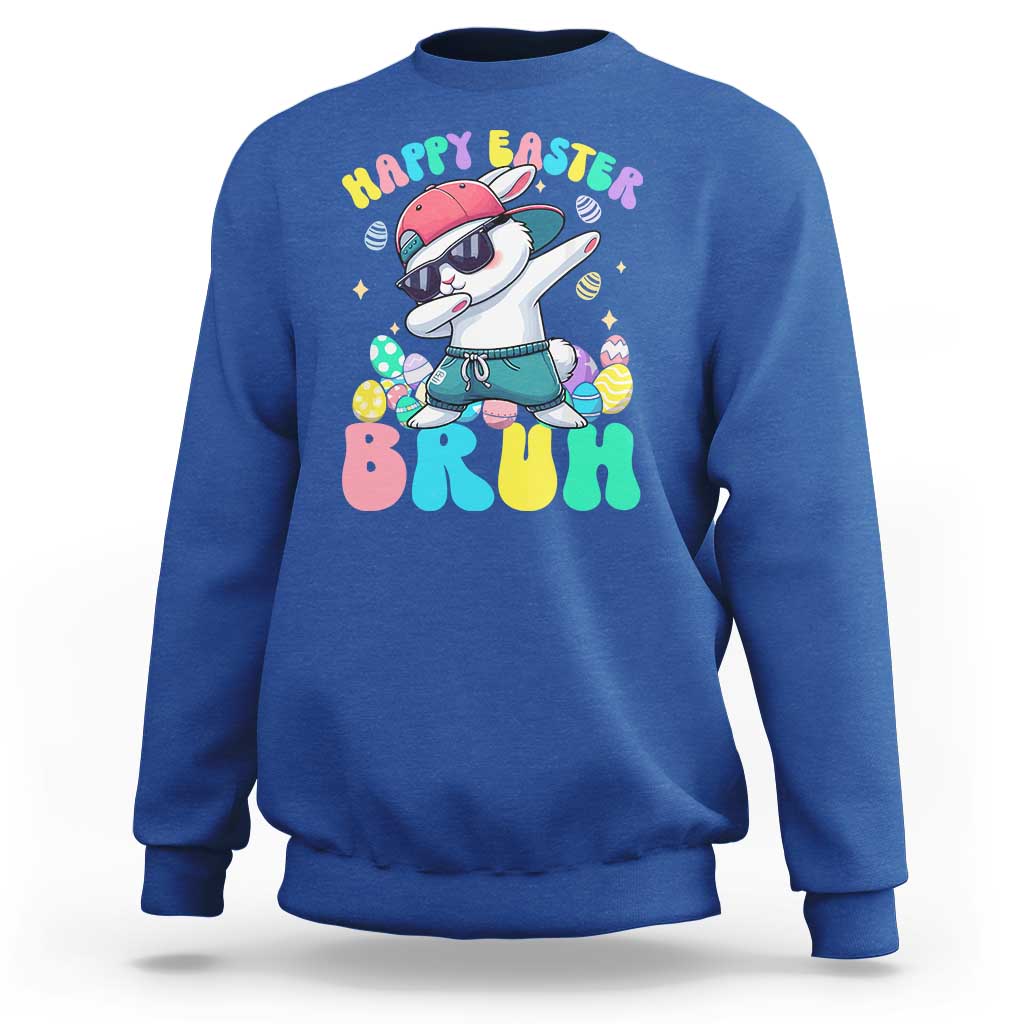 Bruh Easter Sweatshirt Funny Bunny Dab Rabbit Dance - Wonder Print Shop
