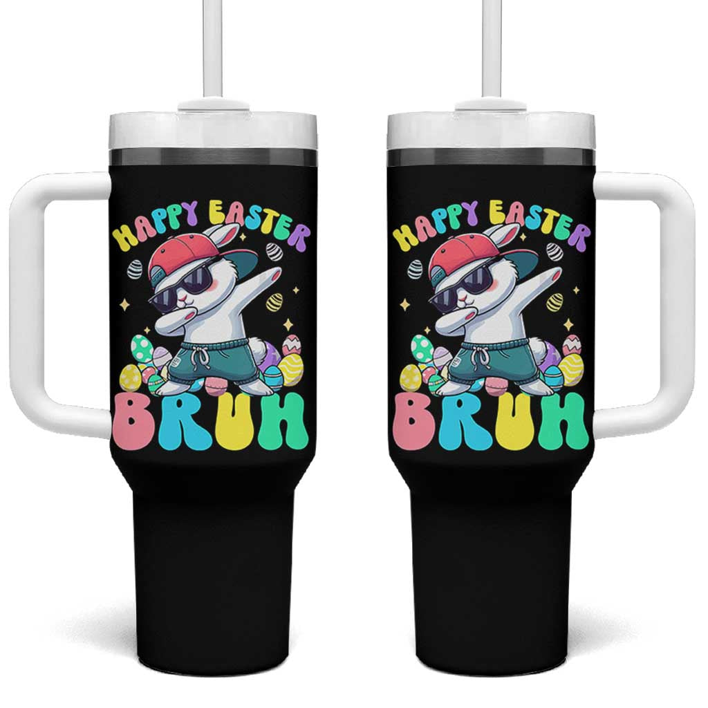 Bruh Easter Tumbler With Handle Funny Bunny Dab Rabbit Dance - Wonder Print Shop