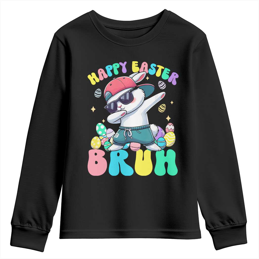 Bruh Easter Youth Sweatshirt Funny Bunny Dab Rabbit Dance - Wonder Print Shop