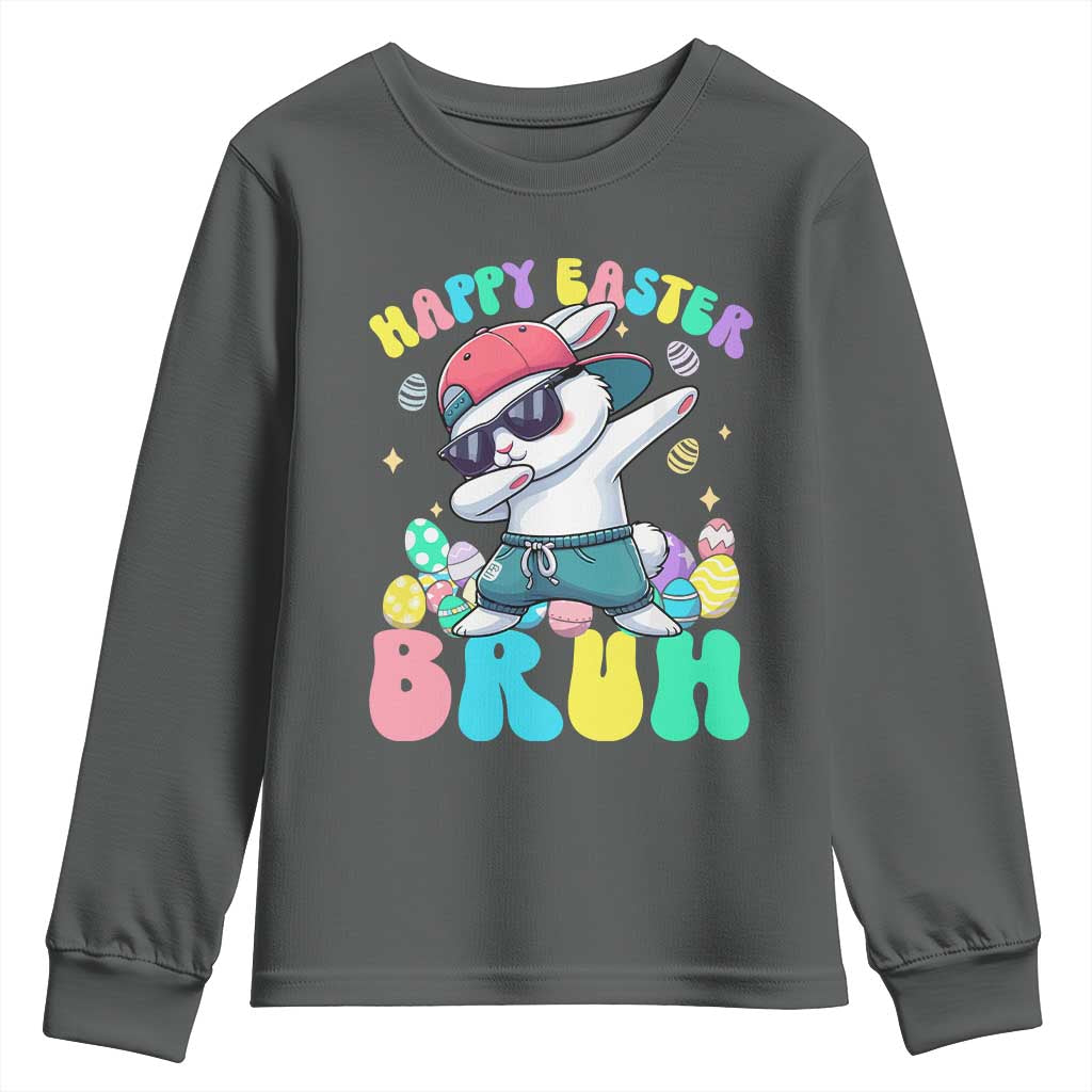 Bruh Easter Youth Sweatshirt Funny Bunny Dab Rabbit Dance - Wonder Print Shop