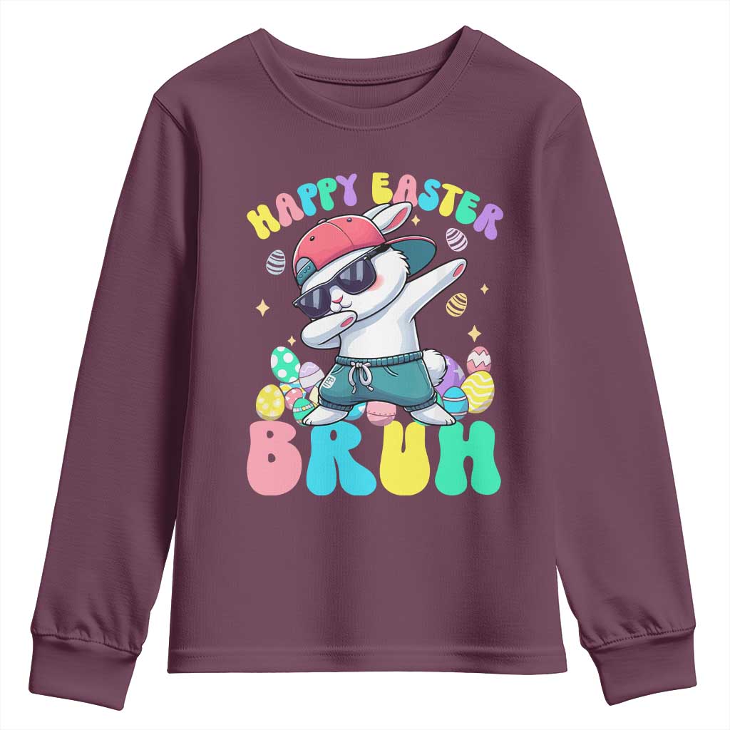 Bruh Easter Youth Sweatshirt Funny Bunny Dab Rabbit Dance - Wonder Print Shop