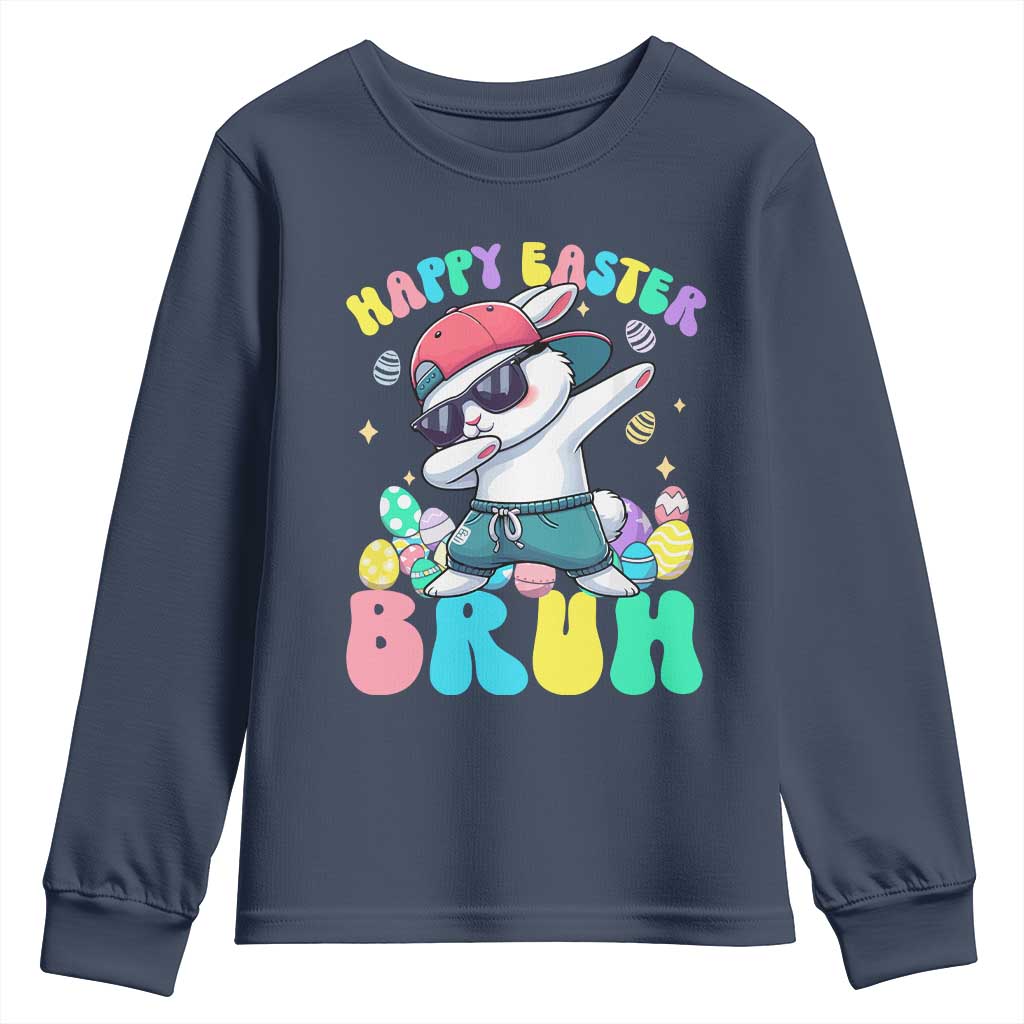 Bruh Easter Youth Sweatshirt Funny Bunny Dab Rabbit Dance - Wonder Print Shop