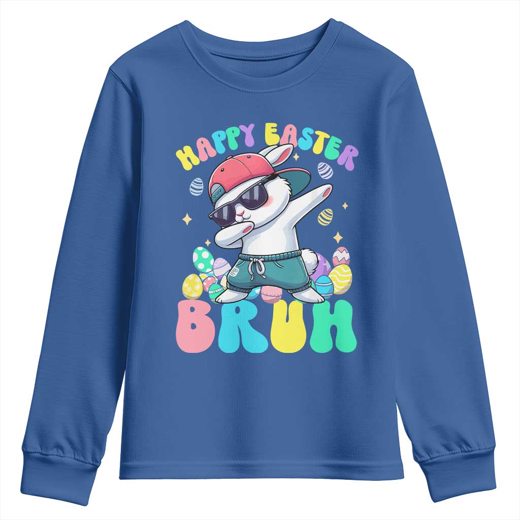 Bruh Easter Youth Sweatshirt Funny Bunny Dab Rabbit Dance - Wonder Print Shop