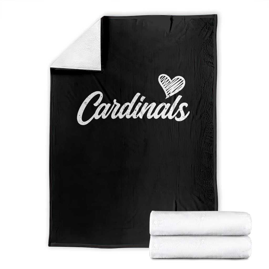 Cardinal Lovers Throw Blanket Vintage Script Heart Graphic
