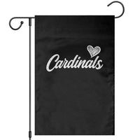 Cardinal Lovers Garden Flag Vintage Script Heart Graphic